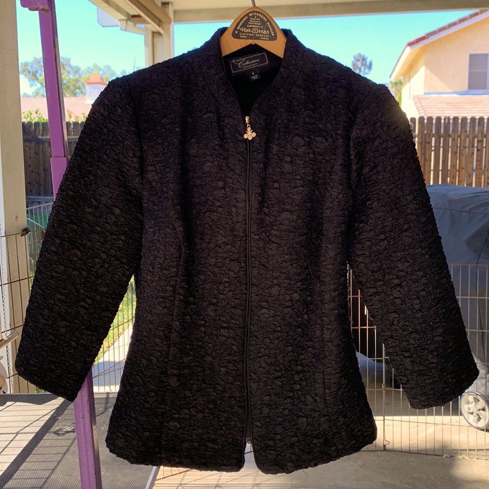 Dress Barn Collection Textured Black Zip Suit Jacket